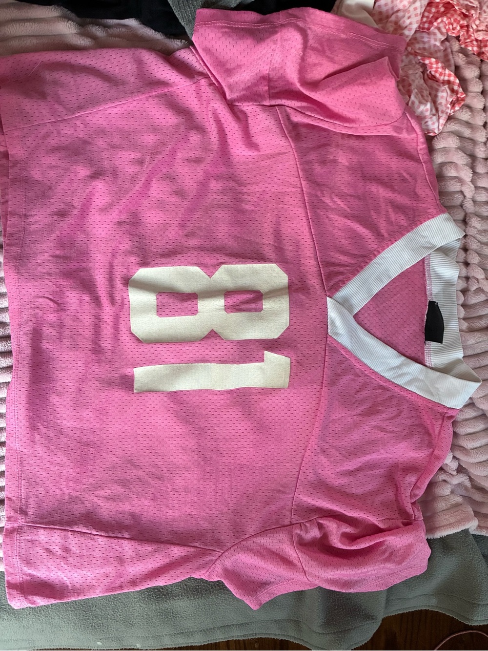 Pink Women's Jersey Top with White Number
